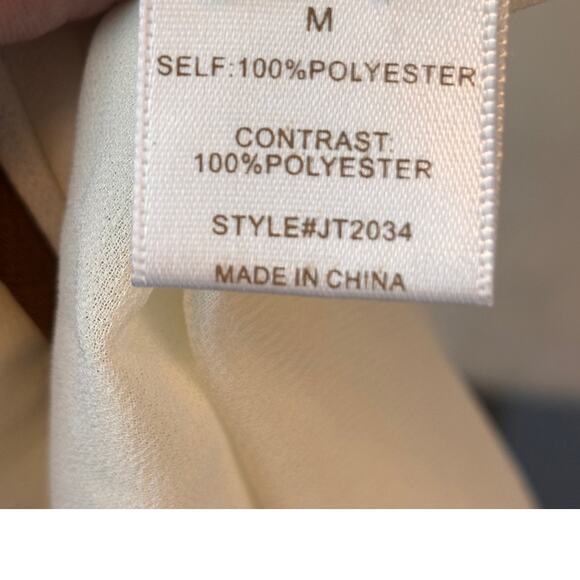 Jealous Tomato Sheer Blouse Cream/ Gold Womens Medium Long Sleeve Tunic Top - Picture 6 of 7